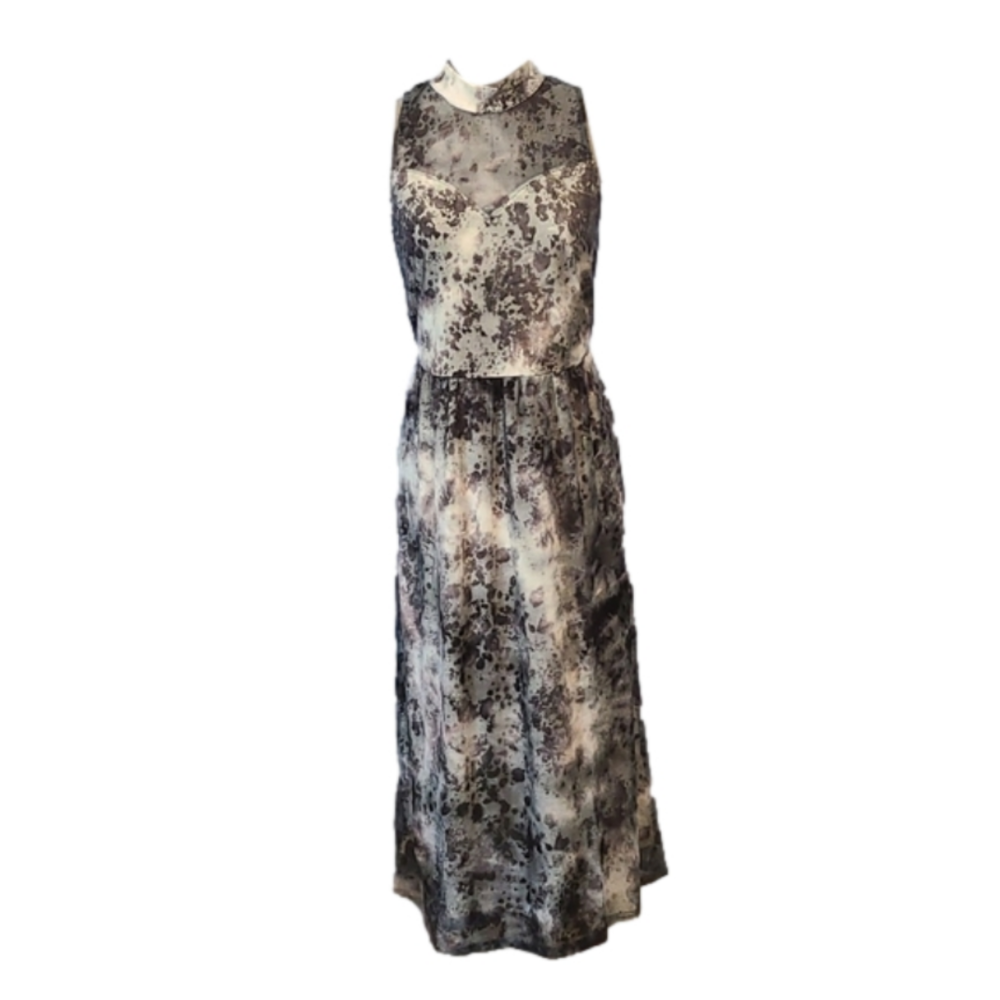 Flutter Size Large Women's Sleeveless Mock Neck Tie Dye Velvet Summer Dress